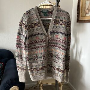 Lauren Ralph Lauren Multicolor Patterned Cardigan Vintage Hand knit